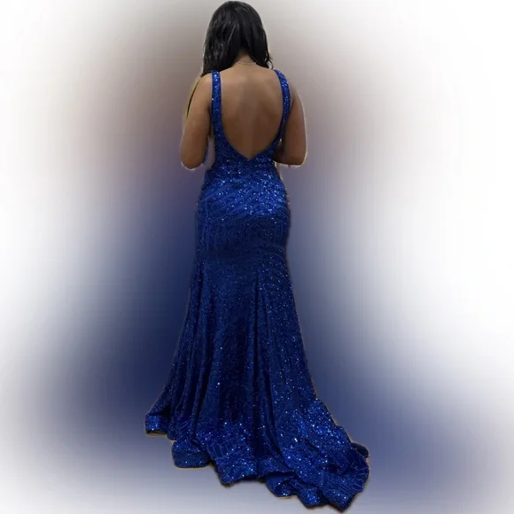 Stunning Jovani Royal Blue Sequin Prom Dress - Picture 2 of 6